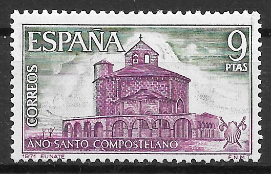 Iglesia romanica de Eeunate en Navarra, Espana 1971